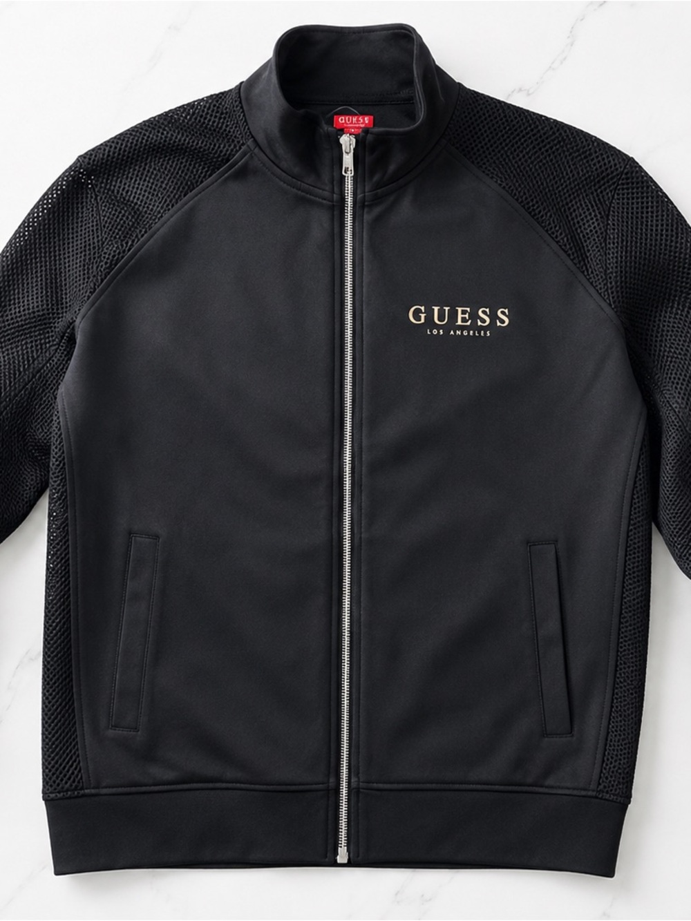 Guess Black Jacket with Silver Logo Accent